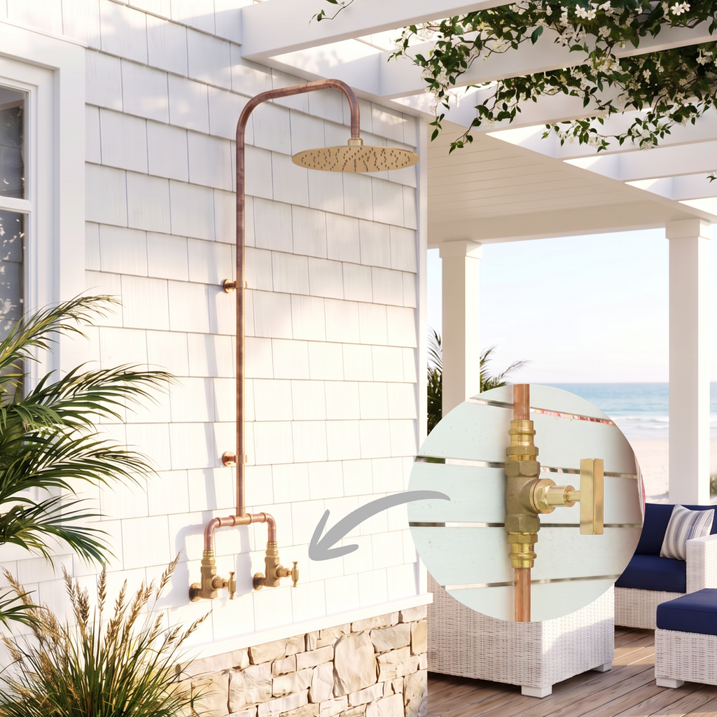 Haven Brass Copper Outdoor Shower Head Set