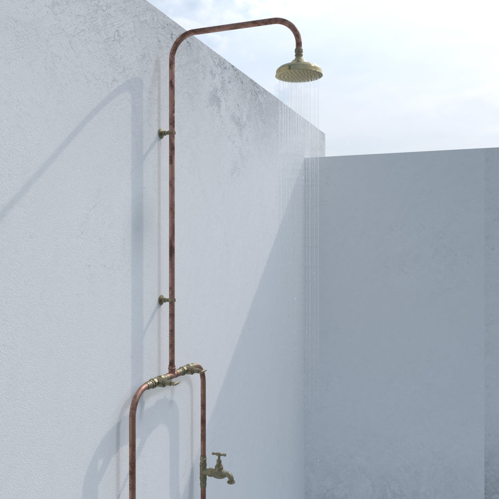 Haven 150mm Brass Copper Outdoor Shower Hot & Cold Water Foot Tap