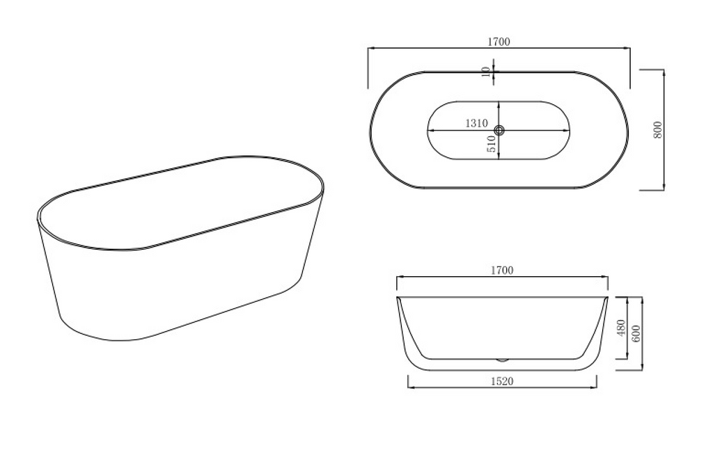 Seo Ultra Slim Freestanding Bathtub Gloss White