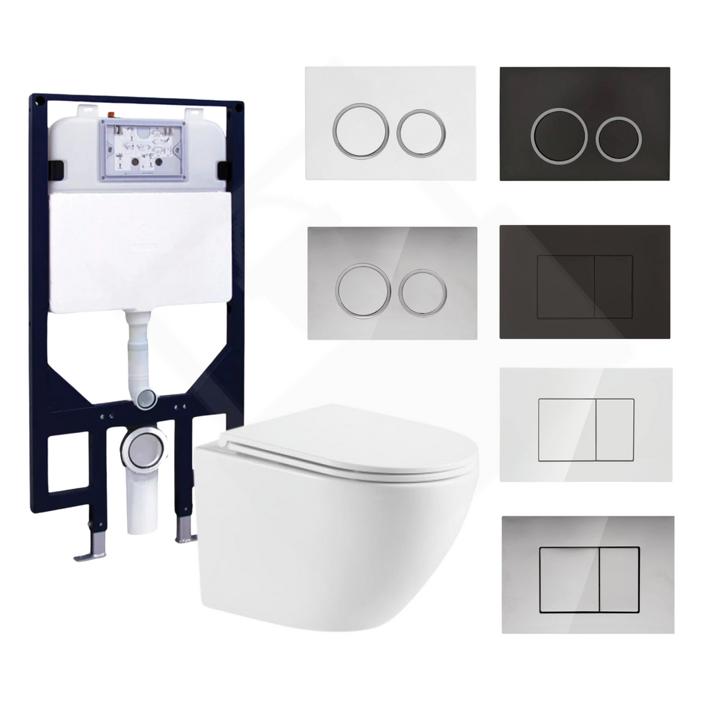 Nortono Wall Hung Toilet Rimless Gloss White R&T With Flush Button