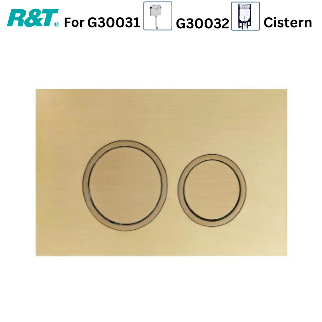 R&T Round Button Flush Plate for In-wall Concealed Cistern - Brushed Gold