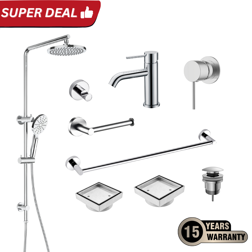 Tapware Shower Complete Bathroom Package Chrome