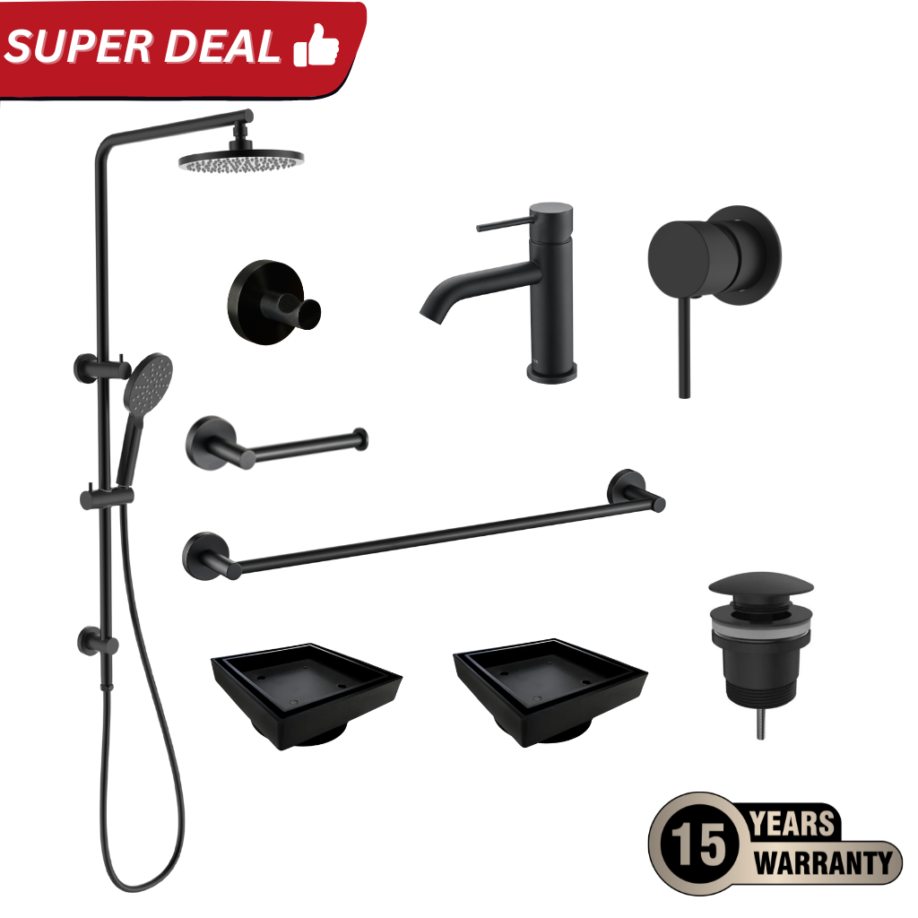 Tapware Shower Complete Bathroom Package Matte Black