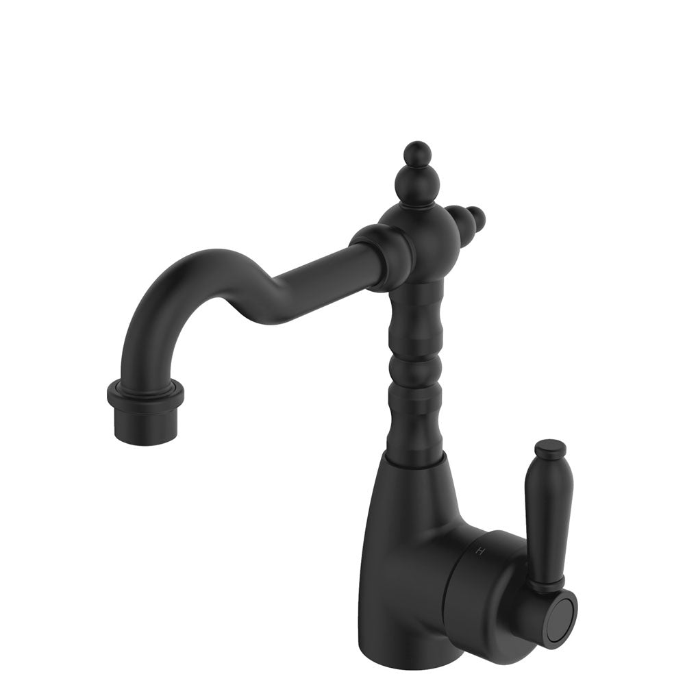 Fienza Eleanor Shepherds Crook Basin Mixer - Matte Black