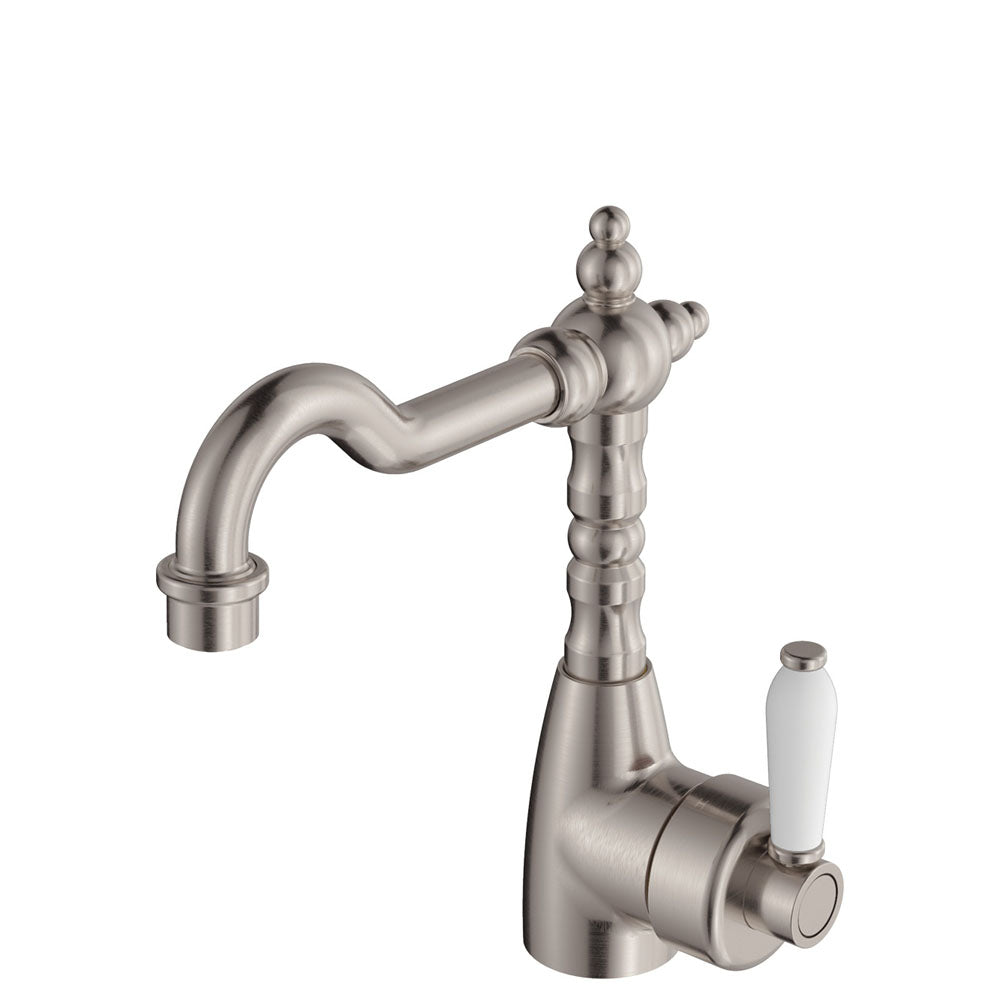 Fienza Eleanor Shepherds Crook Basin Mixer - Brushed Nickel