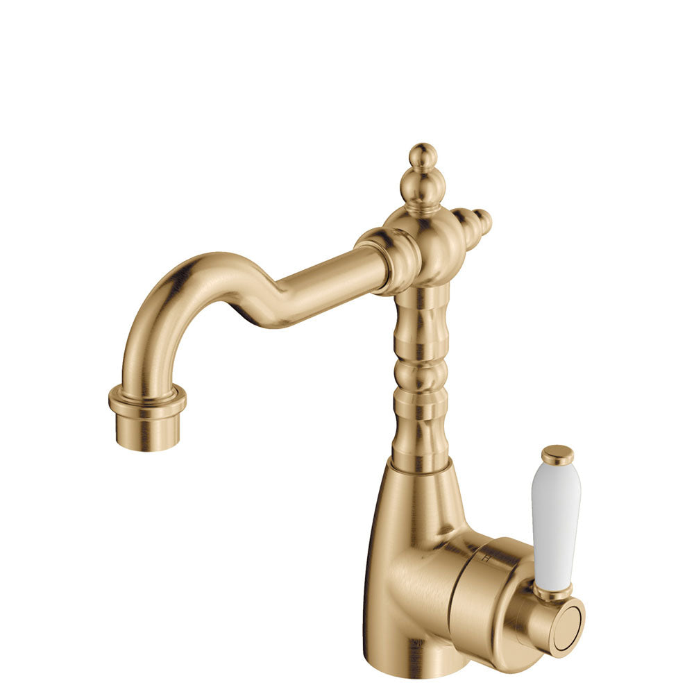 Fienza Eleanor Shepherds Crook Basin Mixer - Urban Brass