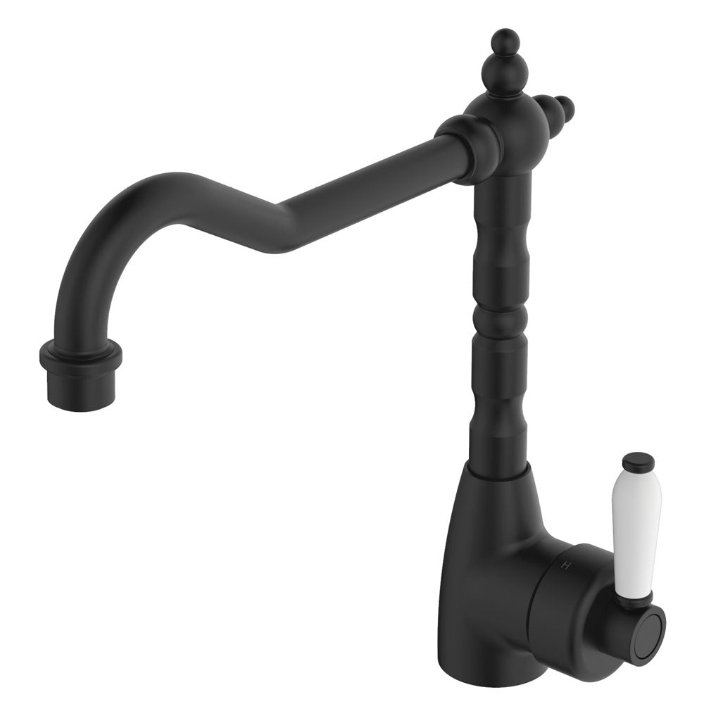 Fienza Eleanor Shepherds Crook Sink Mixer - Matte Black
