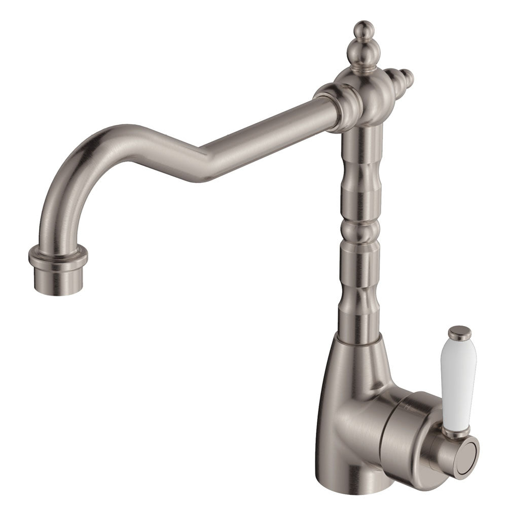 Fienza Eleanor Shepherds Crook Sink Mixer - Brushed Nickel