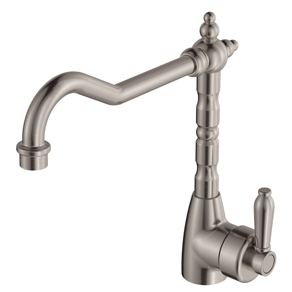 Fienza Eleanor Shepherds Crook Sink Mixer - Brushed Nickel