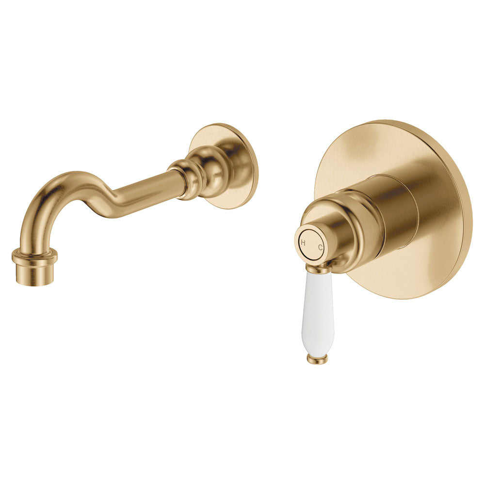 Fienza Eleanor Wall Basin/Bath Mixer Set - Urban Brass