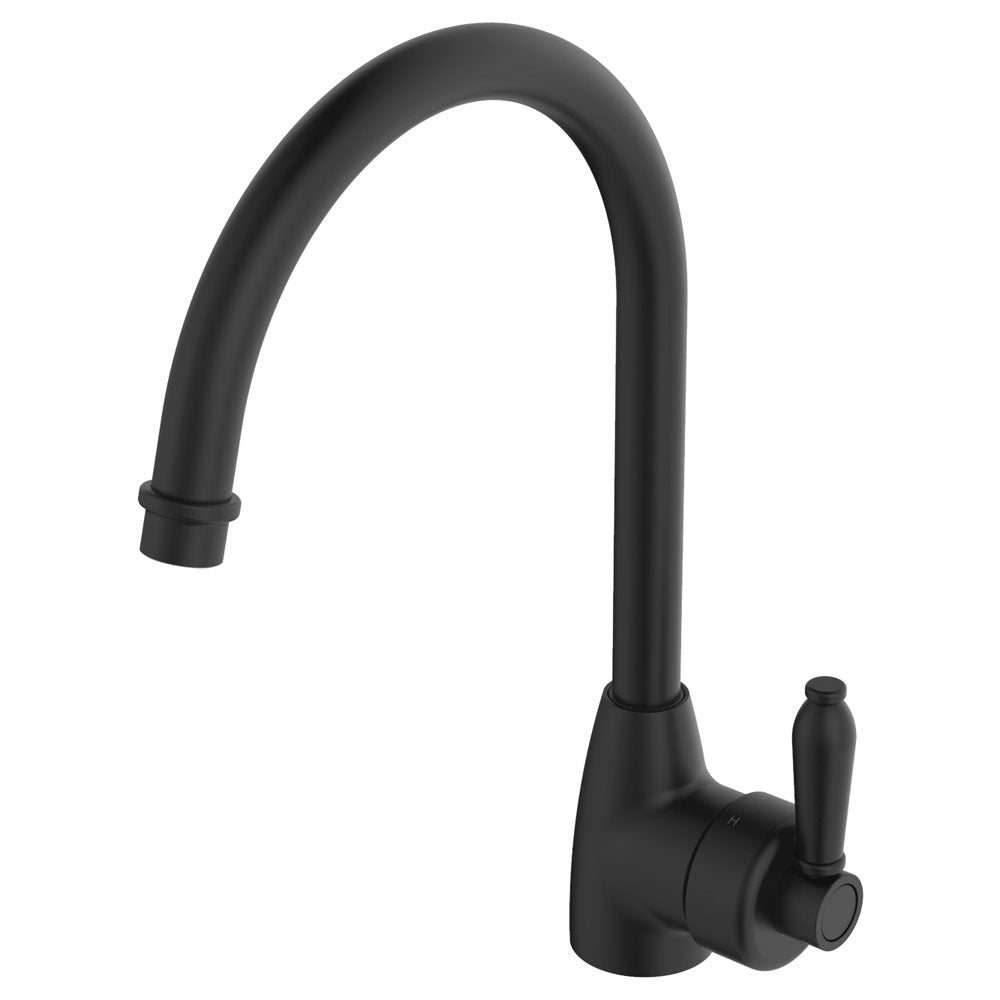 Fienza Eleanor Gooseneck Sink Mixer - Matte Black