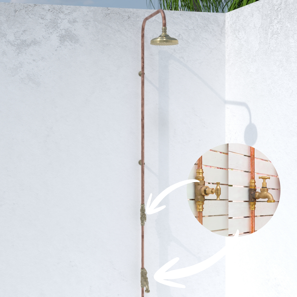 Haven 150mm Brass Copper Outdoor Shower Cold Water Foot Tap
