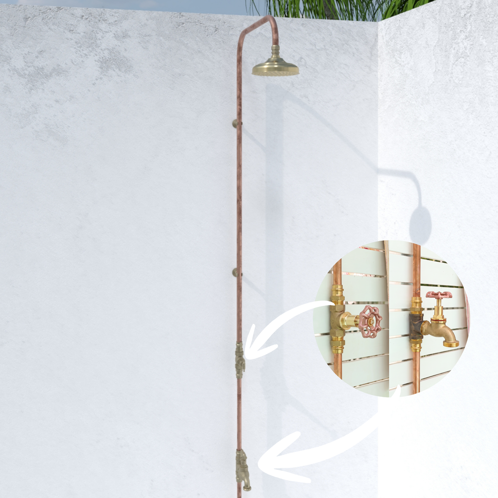 Haven 150mm Brass Copper Outdoor Shower Cold Water Foot Tap
