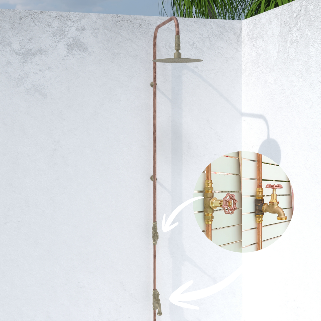 Haven Brass Copper Outdoor Shower Cold Water Foot Tap