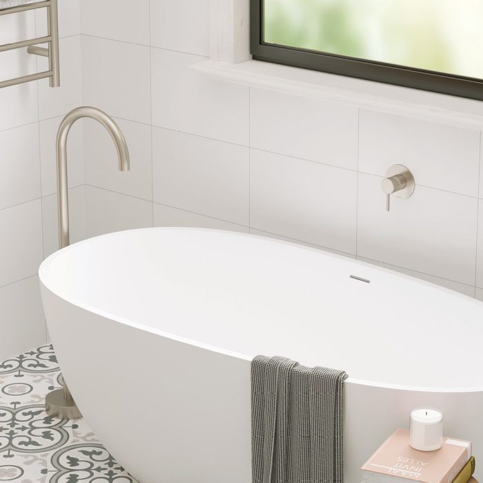 Fienza Kaya Large Round Plate Wall Mixer - Brushed Nickel