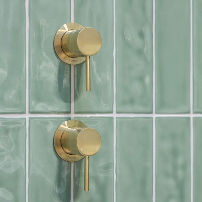 Fienza Kaya Small Round Plate Wall Mixer - Urban Brass