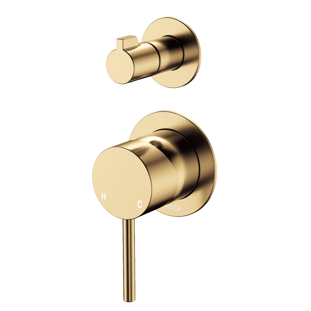 Fienza Kaya Small Round Plate Wall Diverter Mixer - Urban Brass