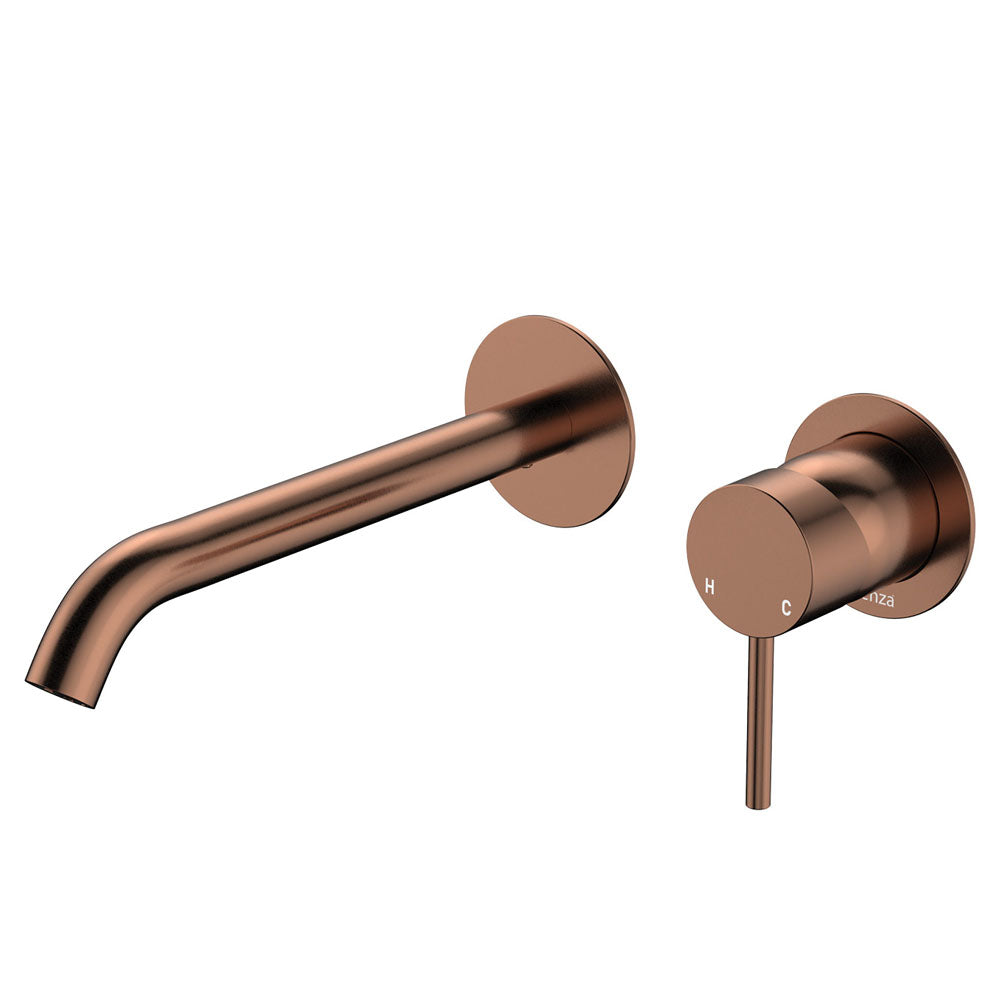 Fienza Kaya Round Plate Wall Basin / Bath Mixer Set - Brushed Copper