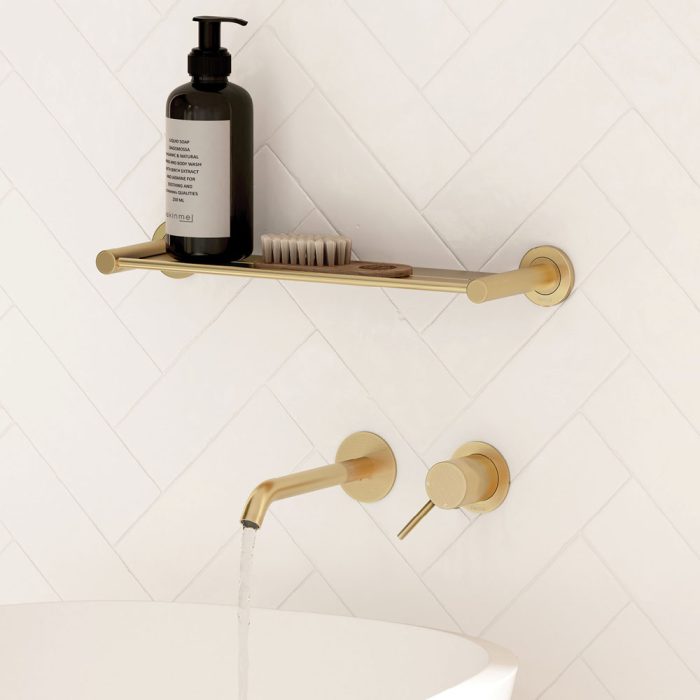 Fienza Kaya Round Plate Wall Basin / Bath Mixer Set - Urban Brass