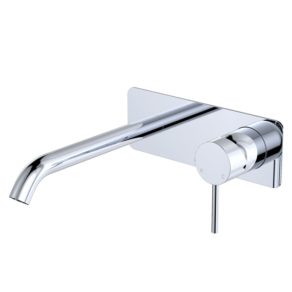 Fienza Kaya Rectangular Plate Wall Basin / Bath Mixer Set - Chrome