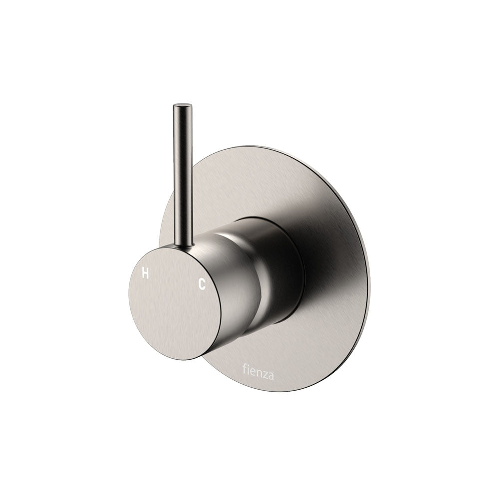Fienza Kaya Up Large Round Plate Wall Mixer - Brushed Nickel