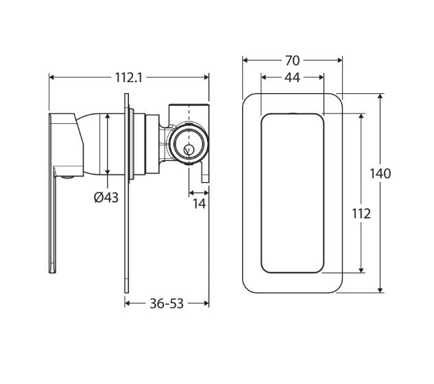 Fienza Tono Rectangular Plate Wall Mixer - Brushed Nickel