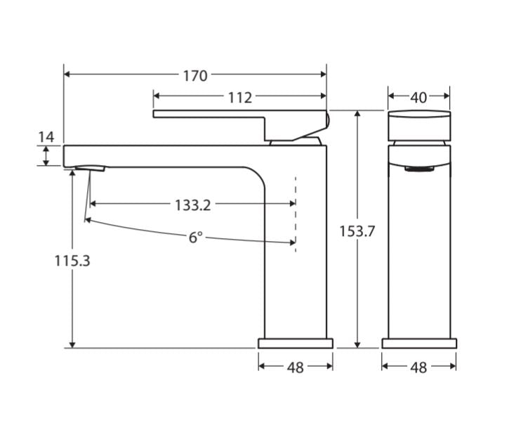 Fienza Tono Basin Mixer - Matte Black