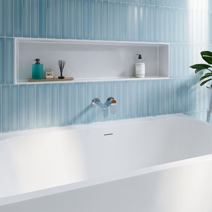 Fienza Empire Slim Basin/Bath Wall Mixer Set Round Plate - Chrome