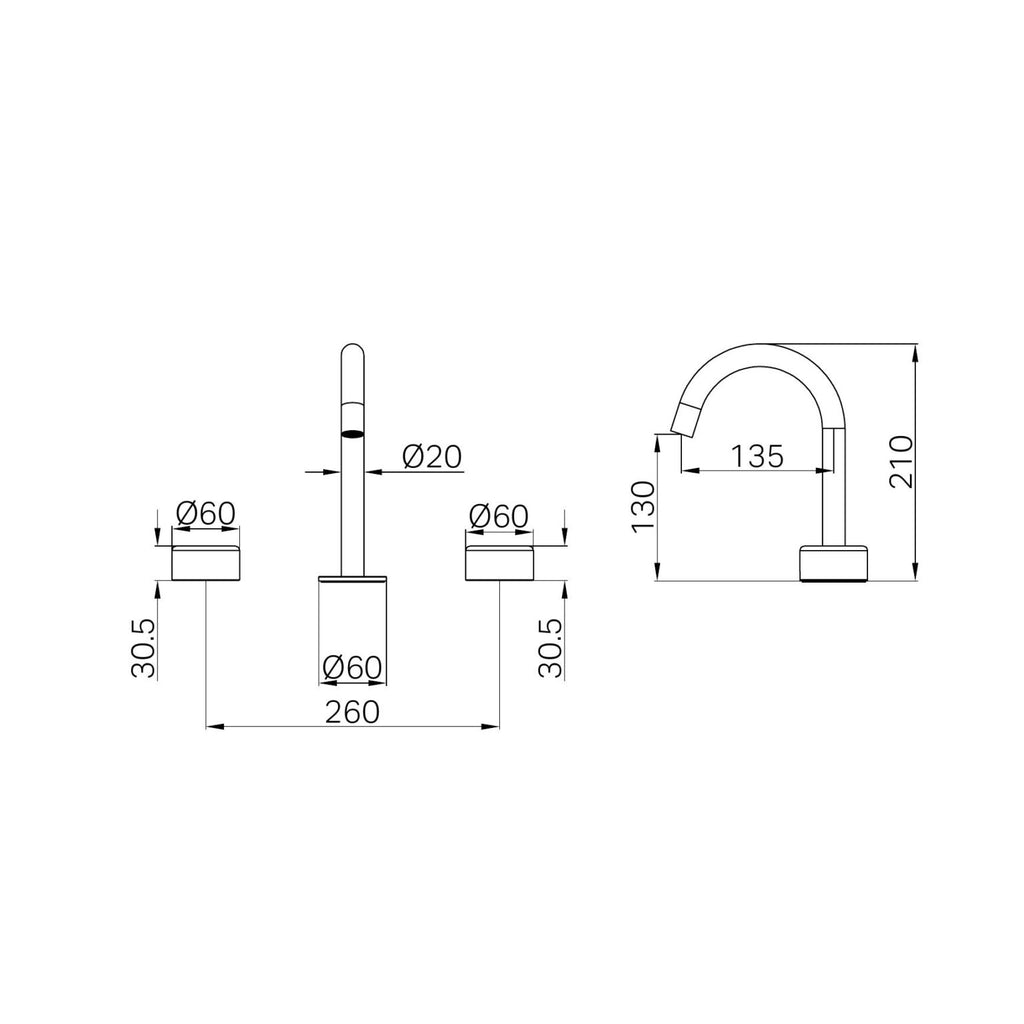 Nero Serenity Progressive Basin Set Arc Spout with Metal Handle - Matte Black