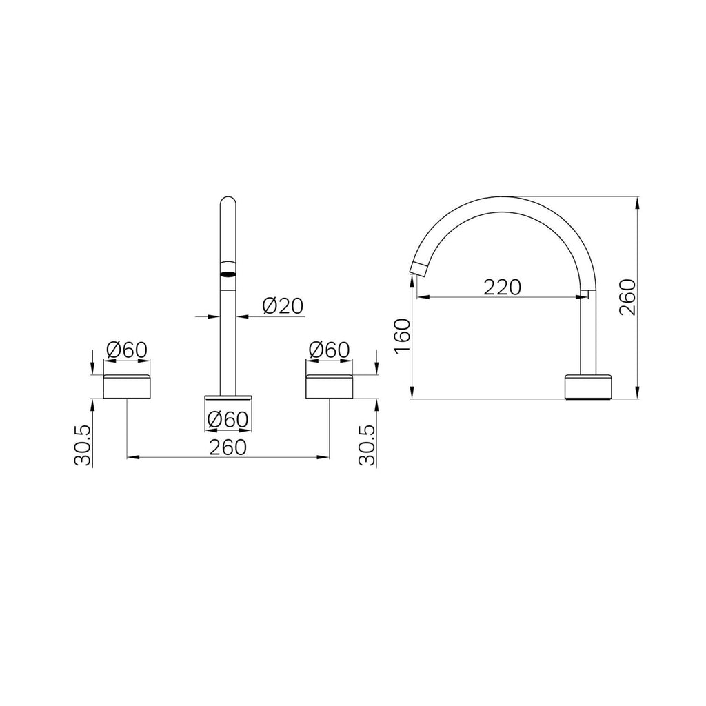 Nero Serenity Basin/Kitchen Set Arc Spout with Metal Handle - Brushed Gold