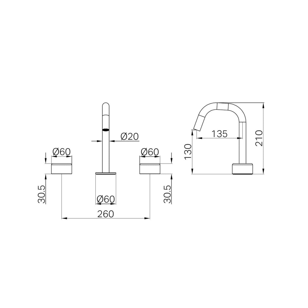 Nero Serenity Progressive Basin Set Edge Spout with Metal Handle - Gunmetal