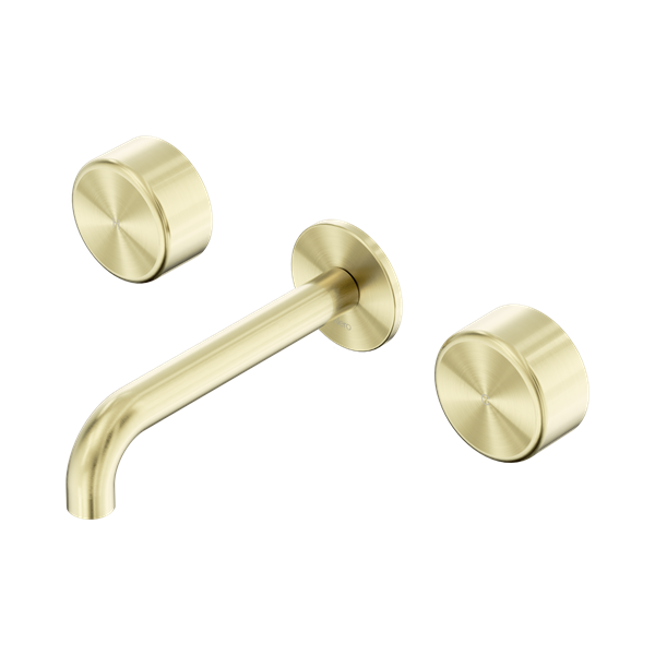 Nero Serenity Wall Basin Set with Spout with Metal Handle - Brushed Gold