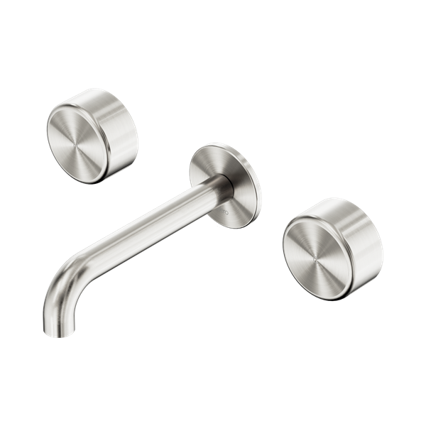 Nero Serenity Wall Basin Set with Spout with Metal Handle - Brushed Nickel