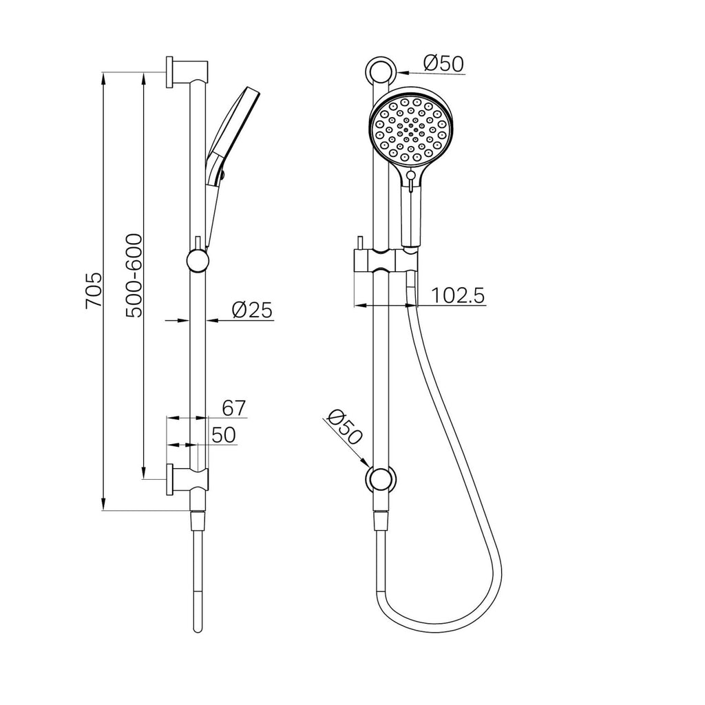 Nero Serenity Rail Shower - Brushed Nickel