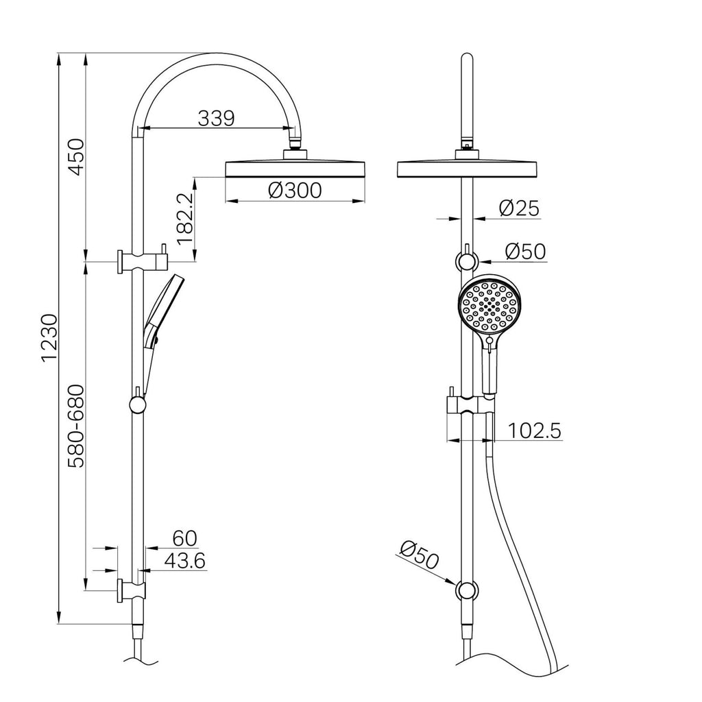 Nero Serenity Twin Combination Shower - Gunmetal