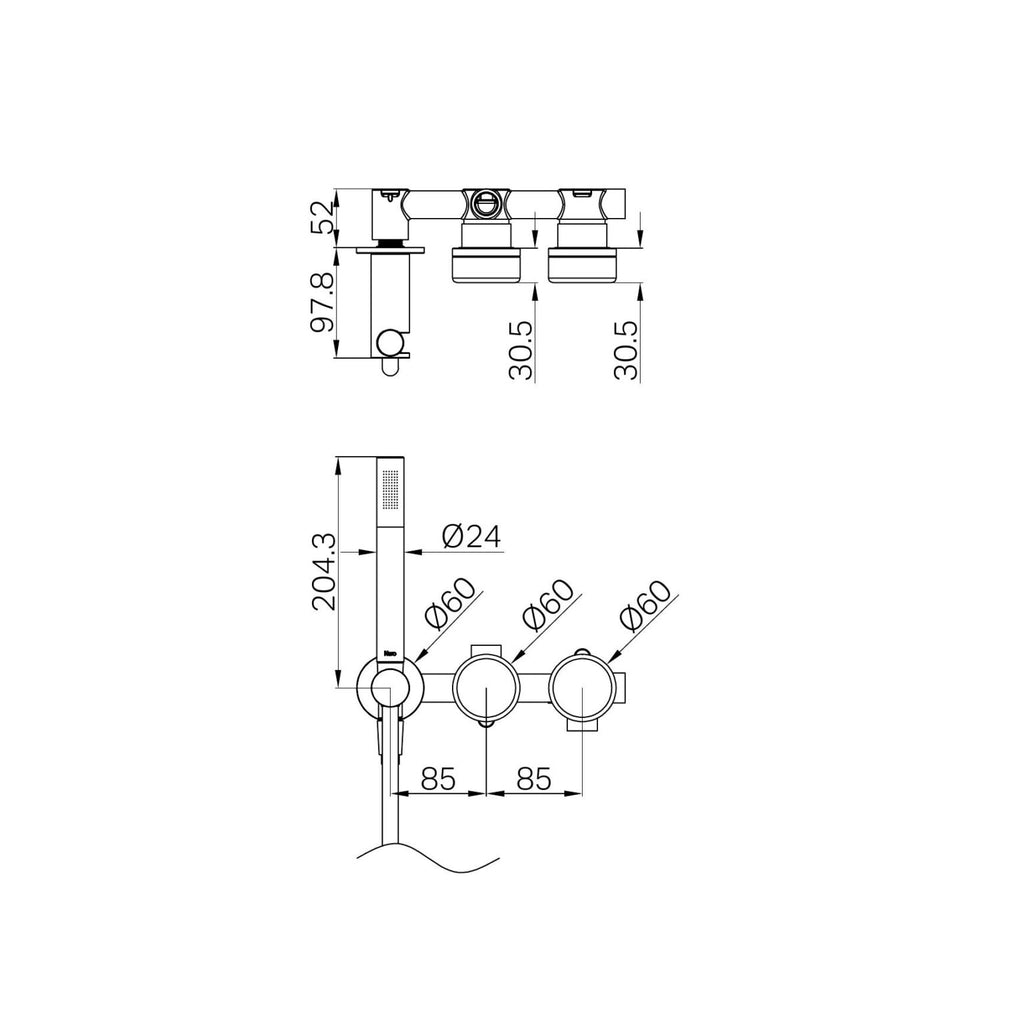 Nero Serenity Progressive Shower System with Metal Handle & Slim Shower - Gunmetal