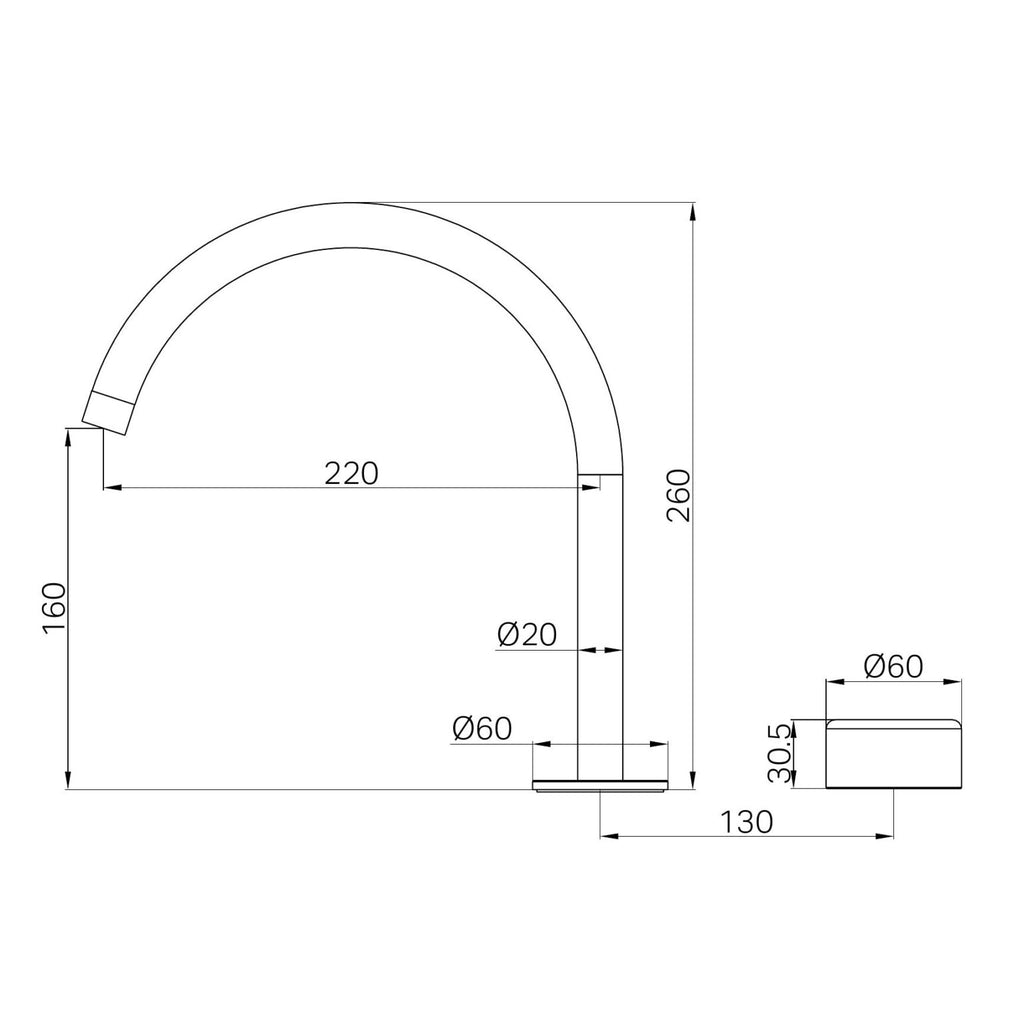 Nero Serenity Progressive Bath/ Kitchen Mixer Arc Spout with Metal Handle - Matte Black