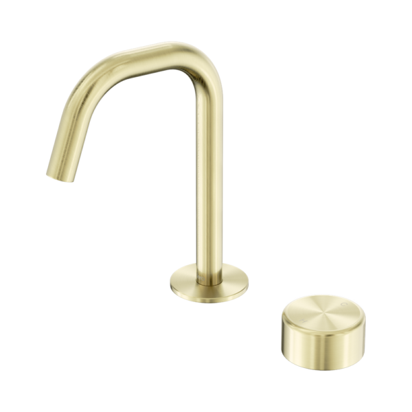 Nero Serenity Progressive Basin Mixer Edge Spout with Metal Handle - Brushed Gold