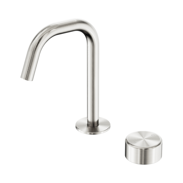Nero Serenity Progressive Basin Mixer Edge Spout with Metal Handle - Brushed Nickel
