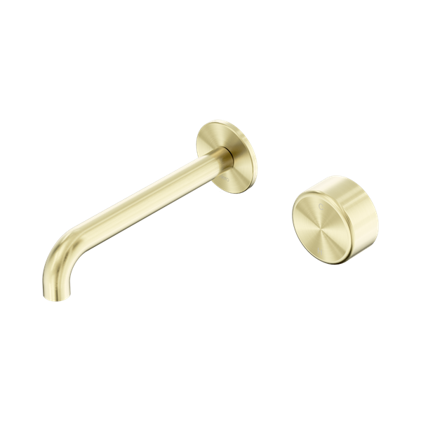 Nero Serenity Wall Basin Mixer Spout with Metal Handle - Brushed Gold