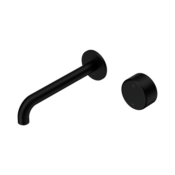 Nero Serenity Wall Basin Mixer Spout with Metal Handle - Matte Black