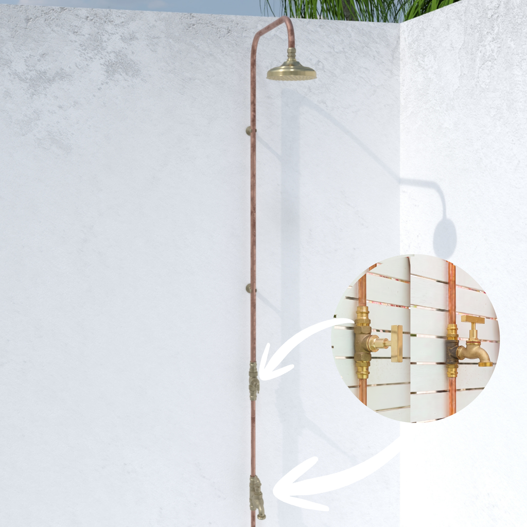 Haven 150mm Brass Copper Outdoor Shower Cold Water Foot Tap
