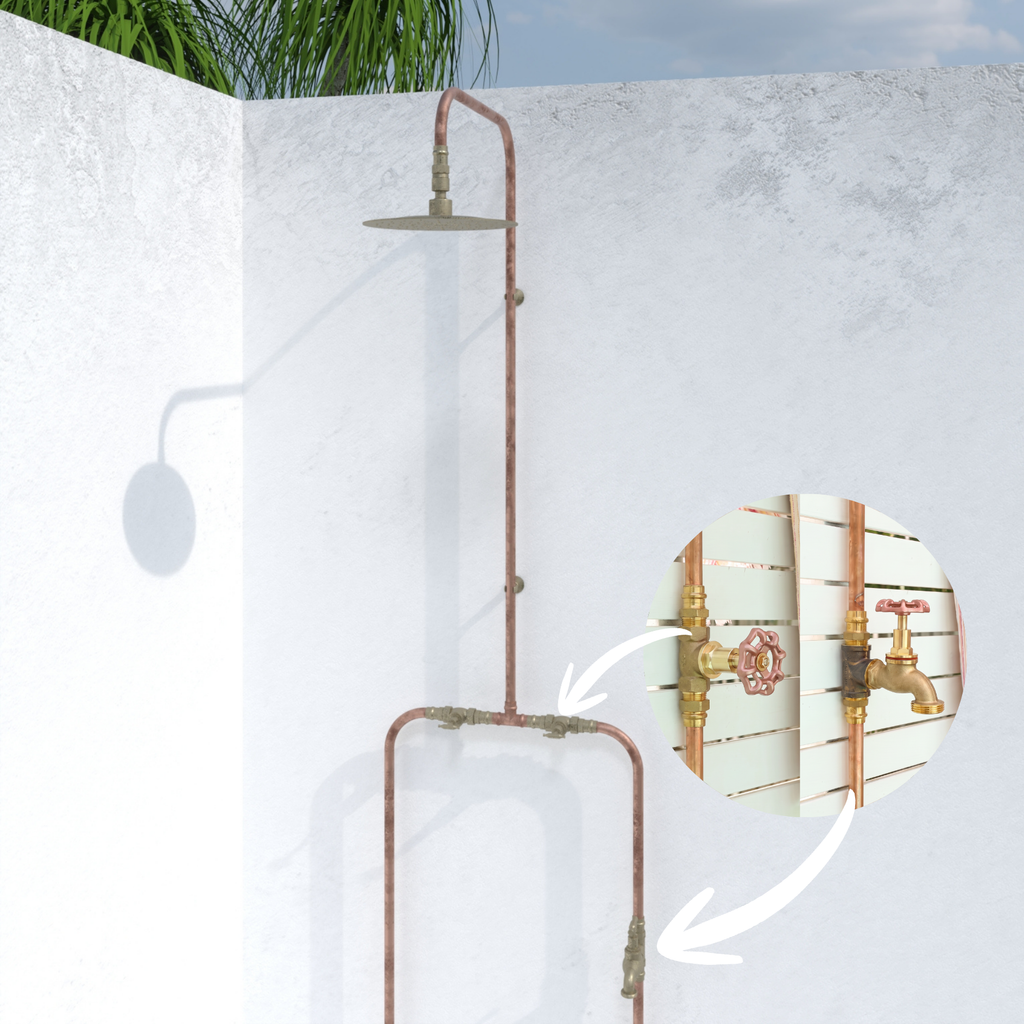 Haven Brass Copper Outdoor Shower Hot & Cold Water Foot Tap