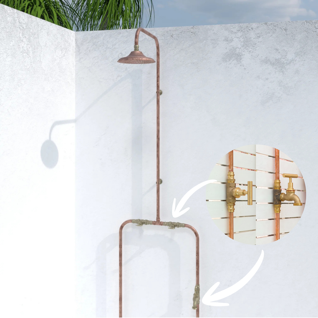 Haven Copper Outdoor Shower Hot & Cold Water Foot Tap