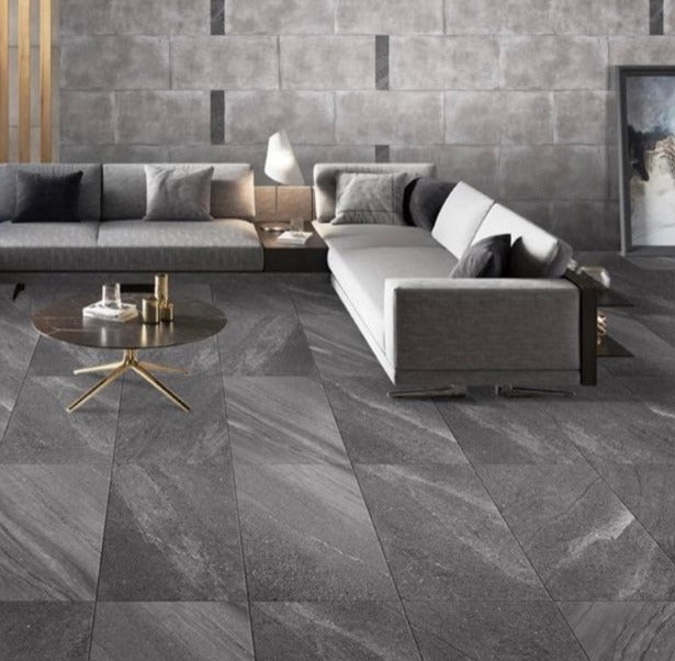 Crest Dark Grey Sandstone Look Tile 300x600