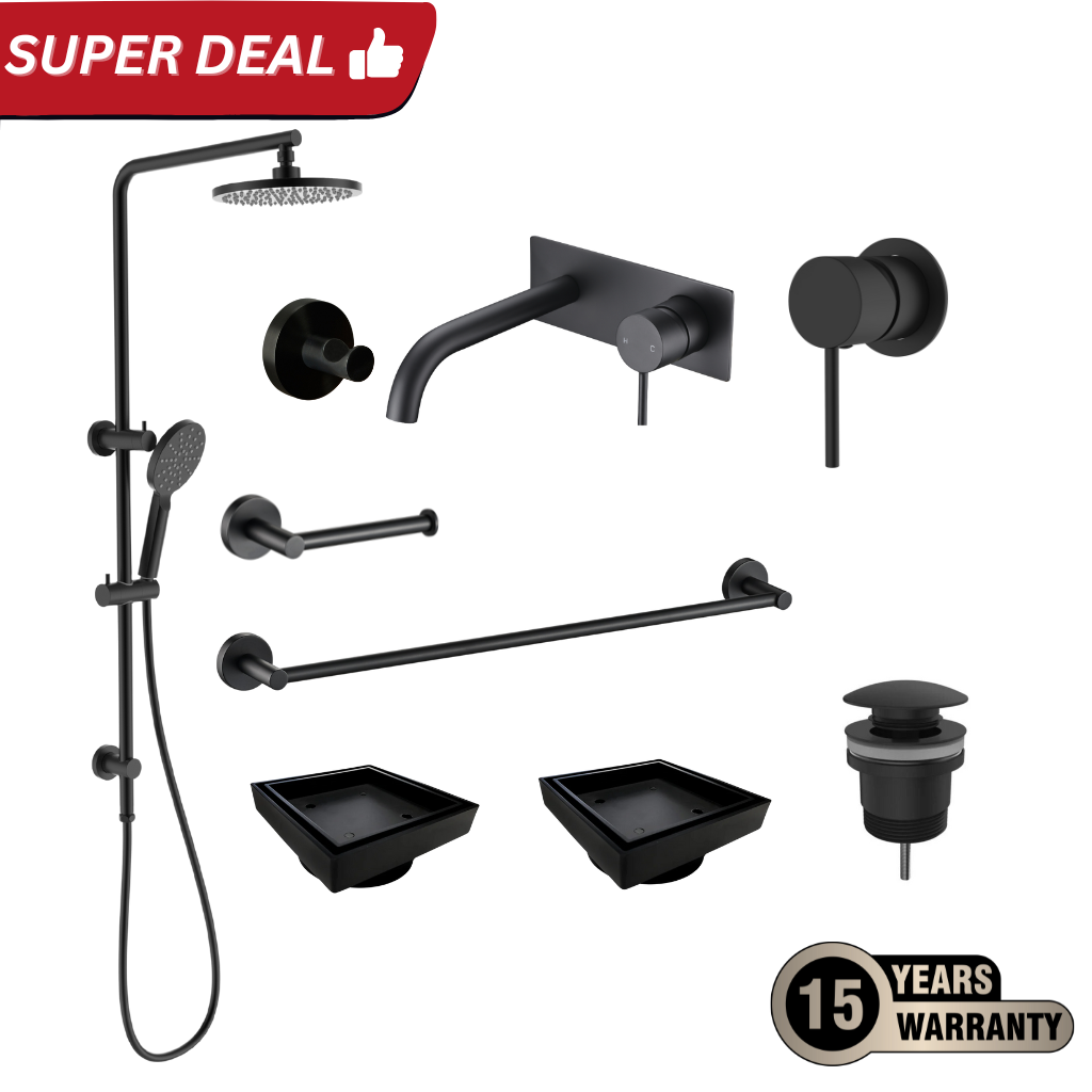 Tapware Shower Complete Bathroom Package Matte Black