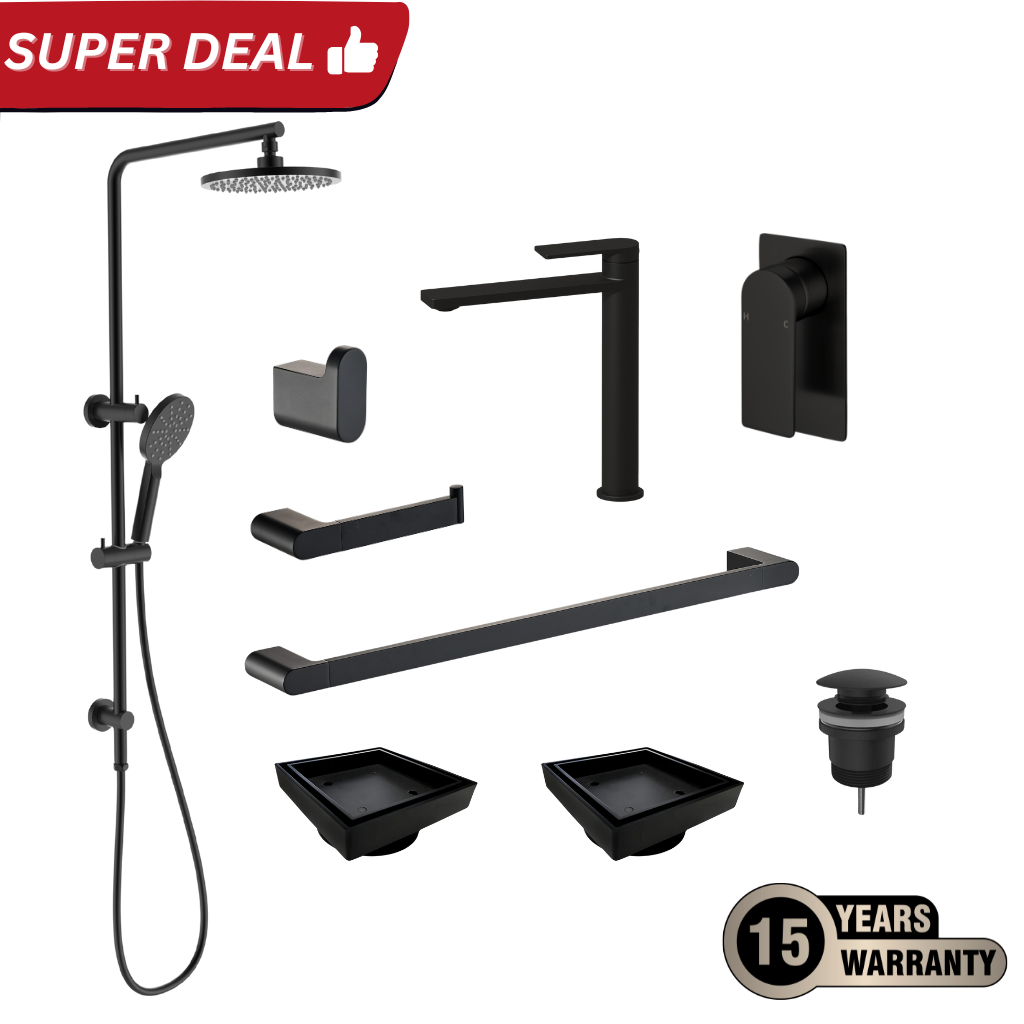 Tapware Shower Complete Bathroom Package Matte Black