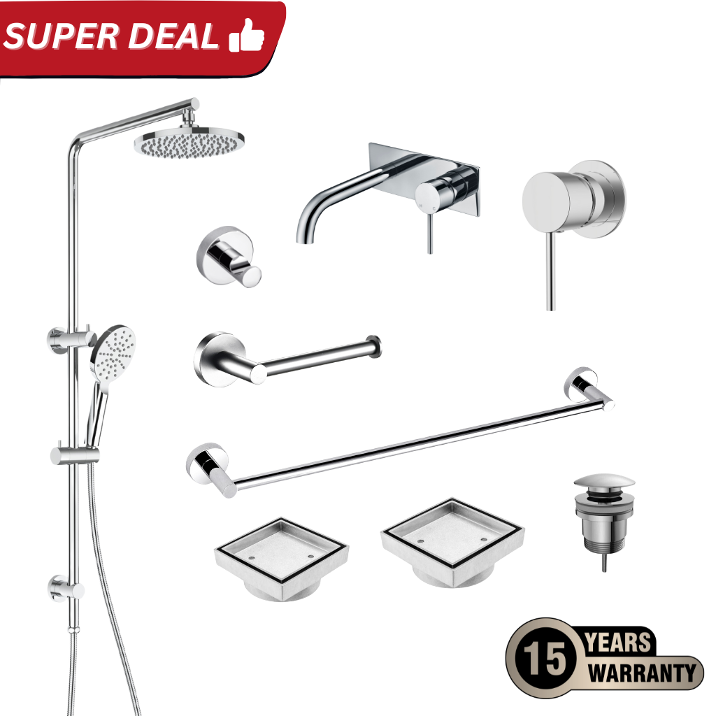 Tapware Shower Complete Bathroom Package Chrome