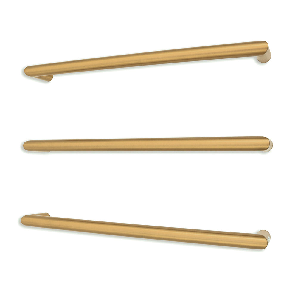 Radiant Heating Single Round Bar 12V Heated Towel Rail Brushed Gold 650