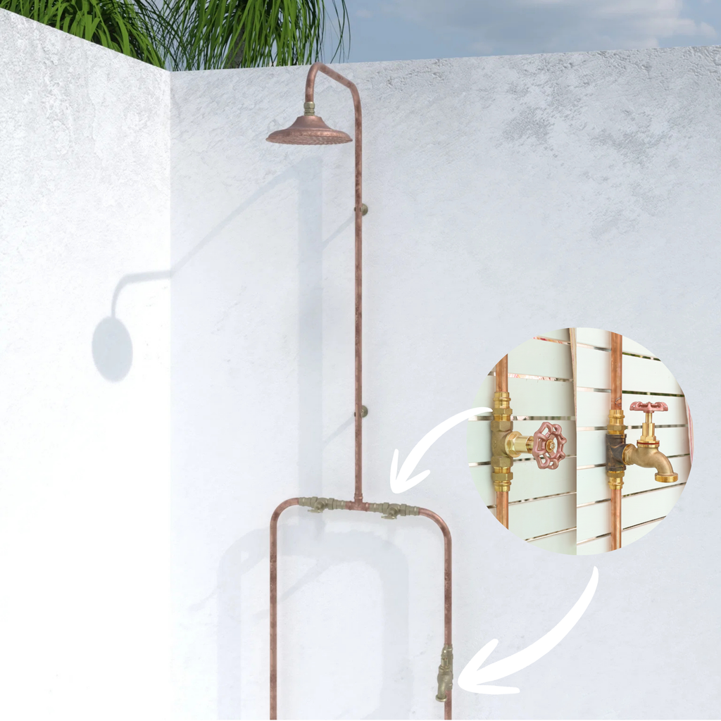 Haven Copper Outdoor Shower Hot & Cold Water Foot Tap